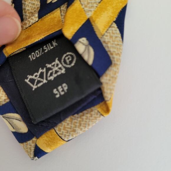 Dunhill Men's Neck Tie Made In Italy Designer Silk Yello Blue Geometric Classic - Picture 3 of 5